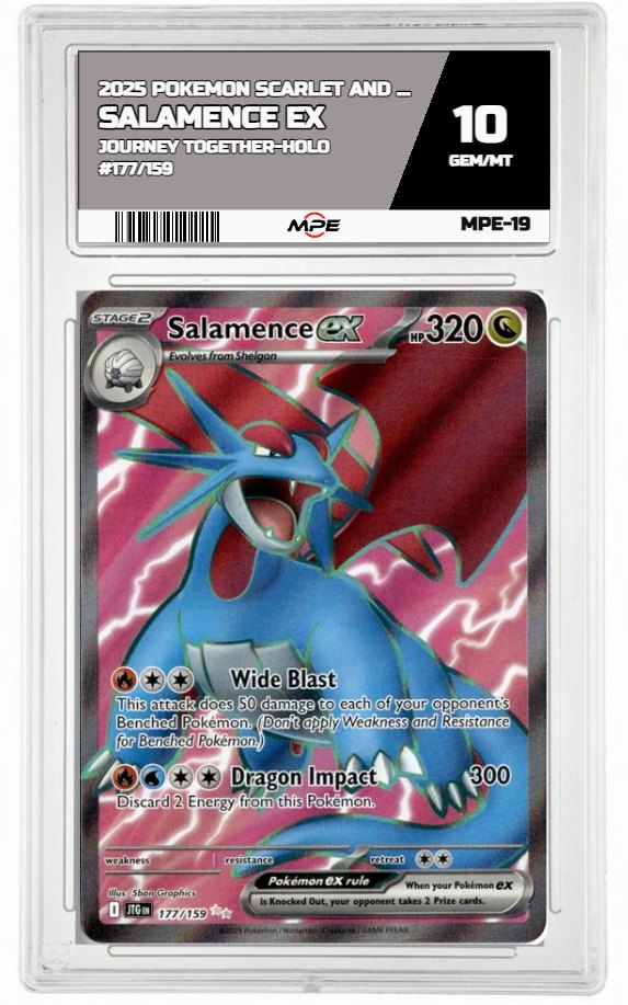 2025 POKEMON SCARLET AND VIOLET JOURNEY TOGETHER-HOLO #177/159 Salamence EX MPE 10 GEM/MT — graded card up for auction