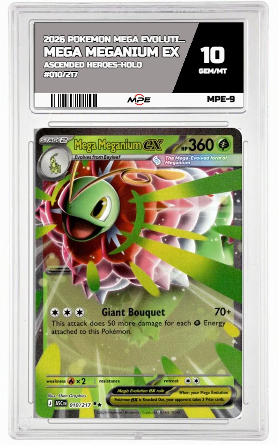 2026 POKEMON MEGA EVOLUTION ASCENDED HEROES-HOLO #010/217 Mega Meganium EX MPE 10 GEM/MT — graded card up for auction