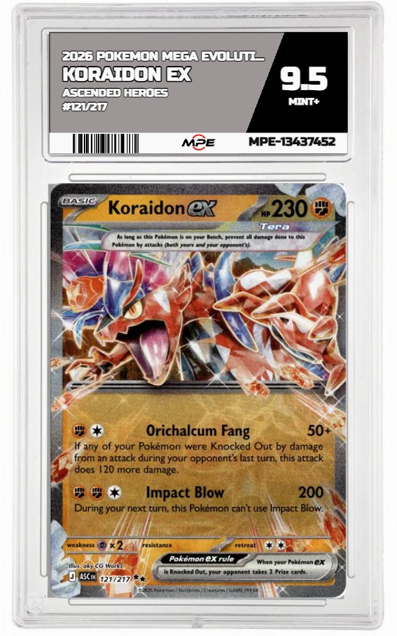 2026 POKEMON MEGA EVOLUTION ASCENDED HEROES #121/217 Koraidon EX MPE 9.5 MINT+ — graded card up for auction