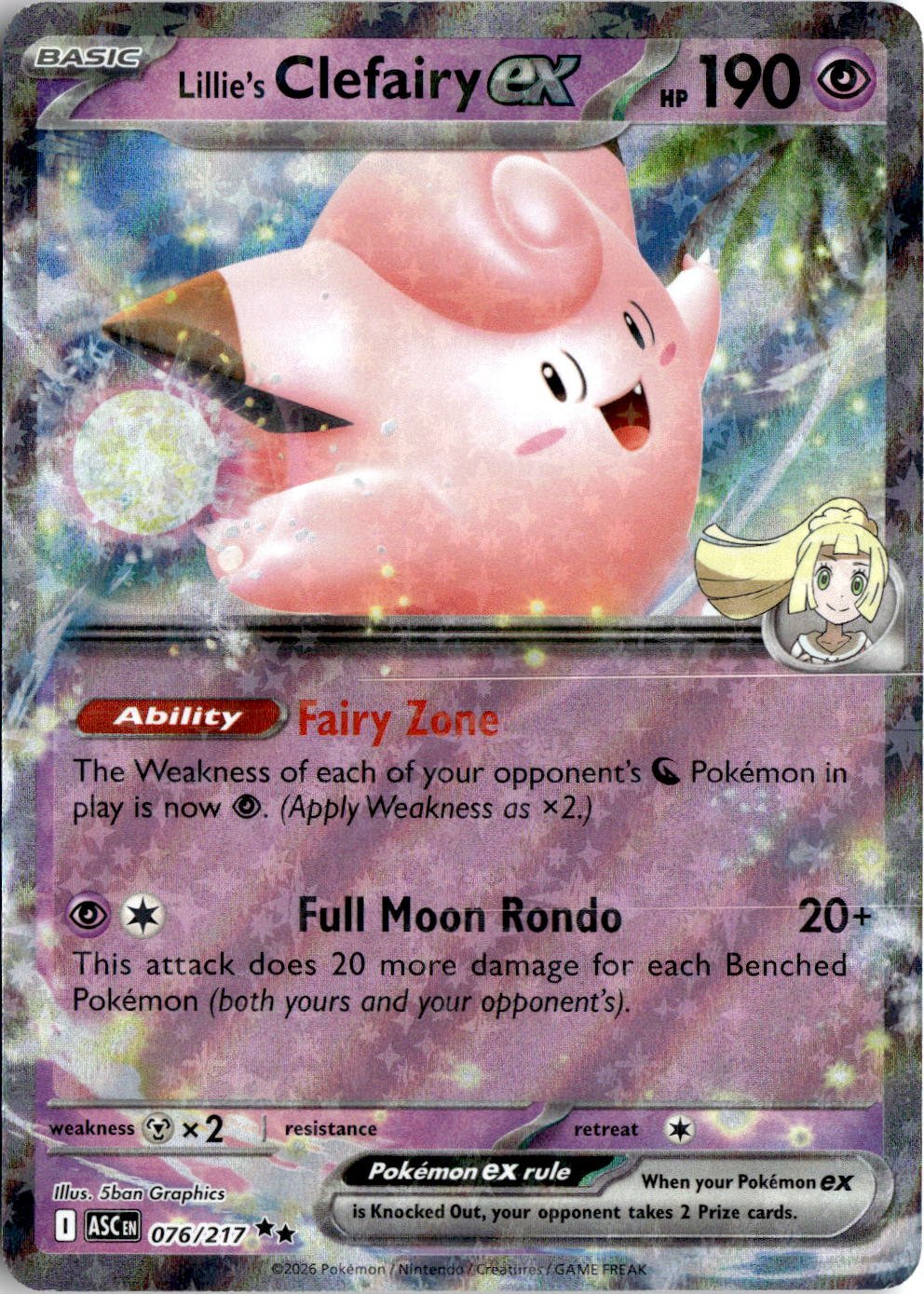 2026 Pokemon Mega Evolution Lillie's Clefairy EX graded slab