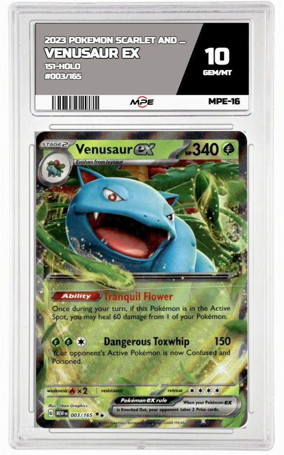2023 POKEMON SCARLET AND VIOLET 151-HOLO #003/165 Venusaur EX MPE 10 GEM/MT — graded card auctioned from the MPE vault