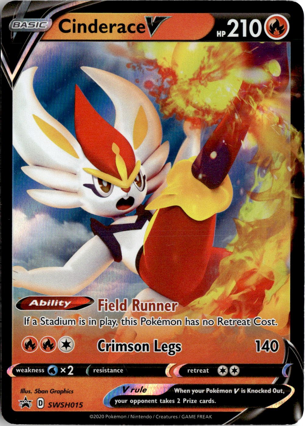 2019 Pokemon Sword And Shield Cinderace V graded slab