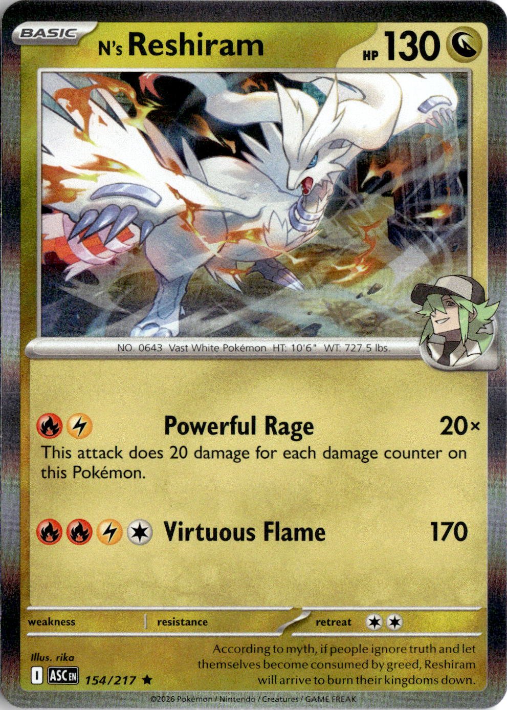 2026 Pokemon Mega Evolution N's Reshiram graded slab