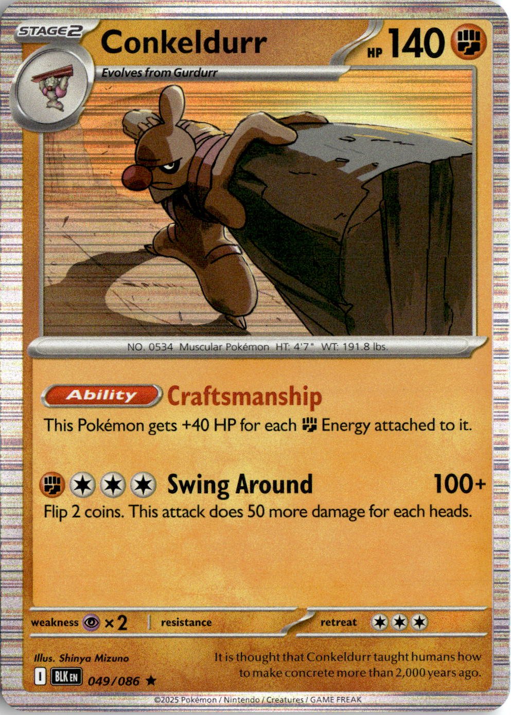 2025 Pokemon Scarlet And Violet Conkeldurr graded slab