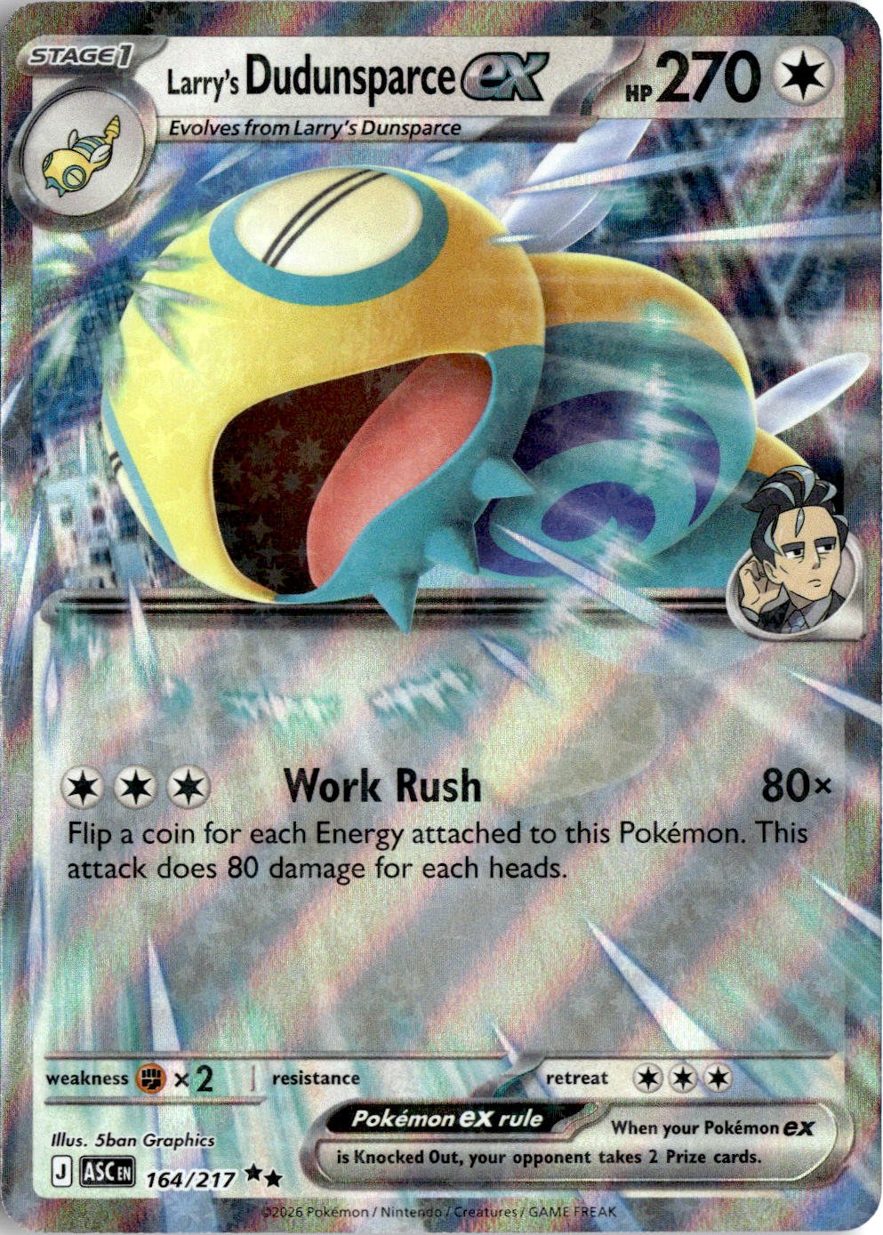 2026 Pokemon Mega Evolution Larry's Dudunsparce EX graded slab