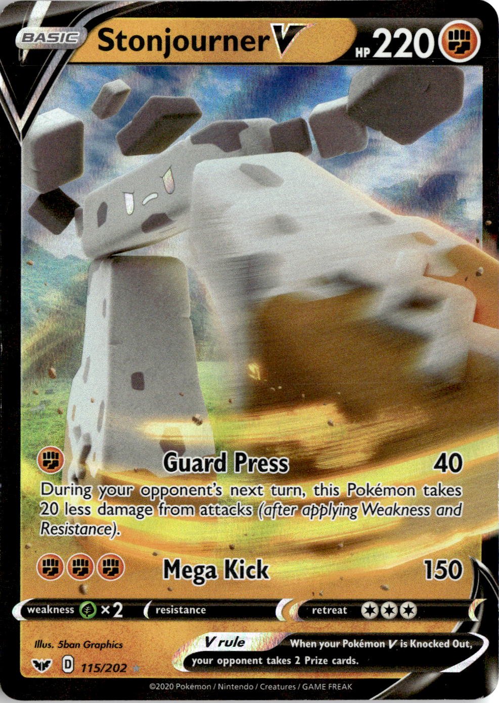 2020 Pokemon Sword And Shield Stonjourner V graded slab
