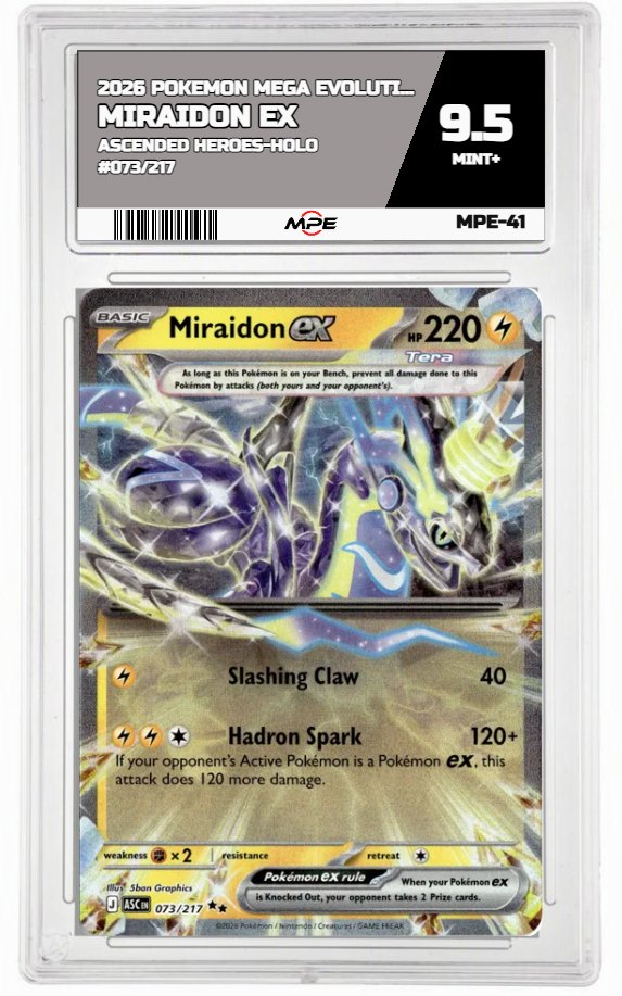 2026 POKEMON MEGA EVOLUTION ASCENDED HEROES-HOLO #073/217 Miraidon EX MPE 9.5 MINT+ — graded card auctioned from the MPE vault