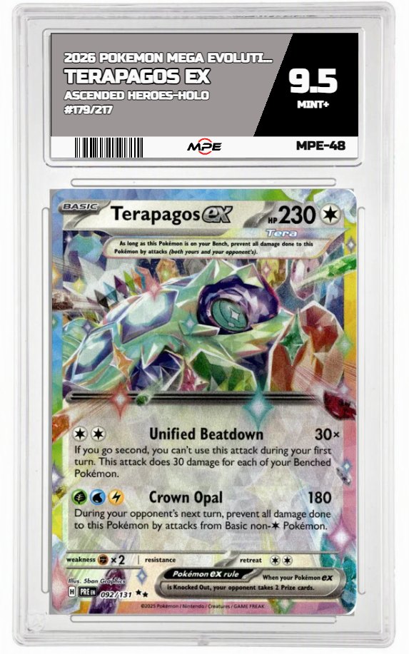 2026 POKEMON MEGA EVOLUTION ASCENDED HEROES-HOLO #179/217 Terapagos EX MPE 9.5 MINT+ — graded card auctioned from the MPE vault