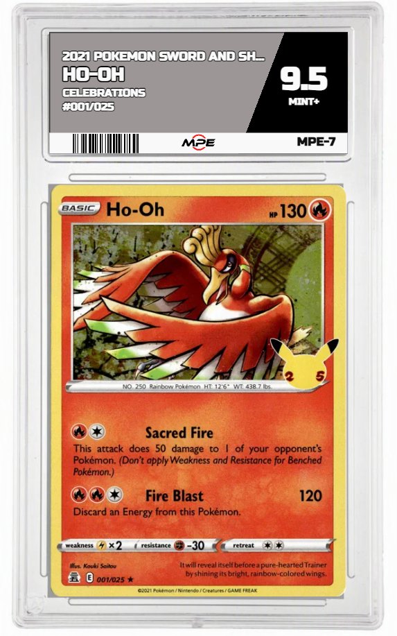 2021 POKEMON SWORD AND SHIELD CELEBRATIONS #001/025 Ho-Oh MPE 9.5 MINT+ — graded card up for auction