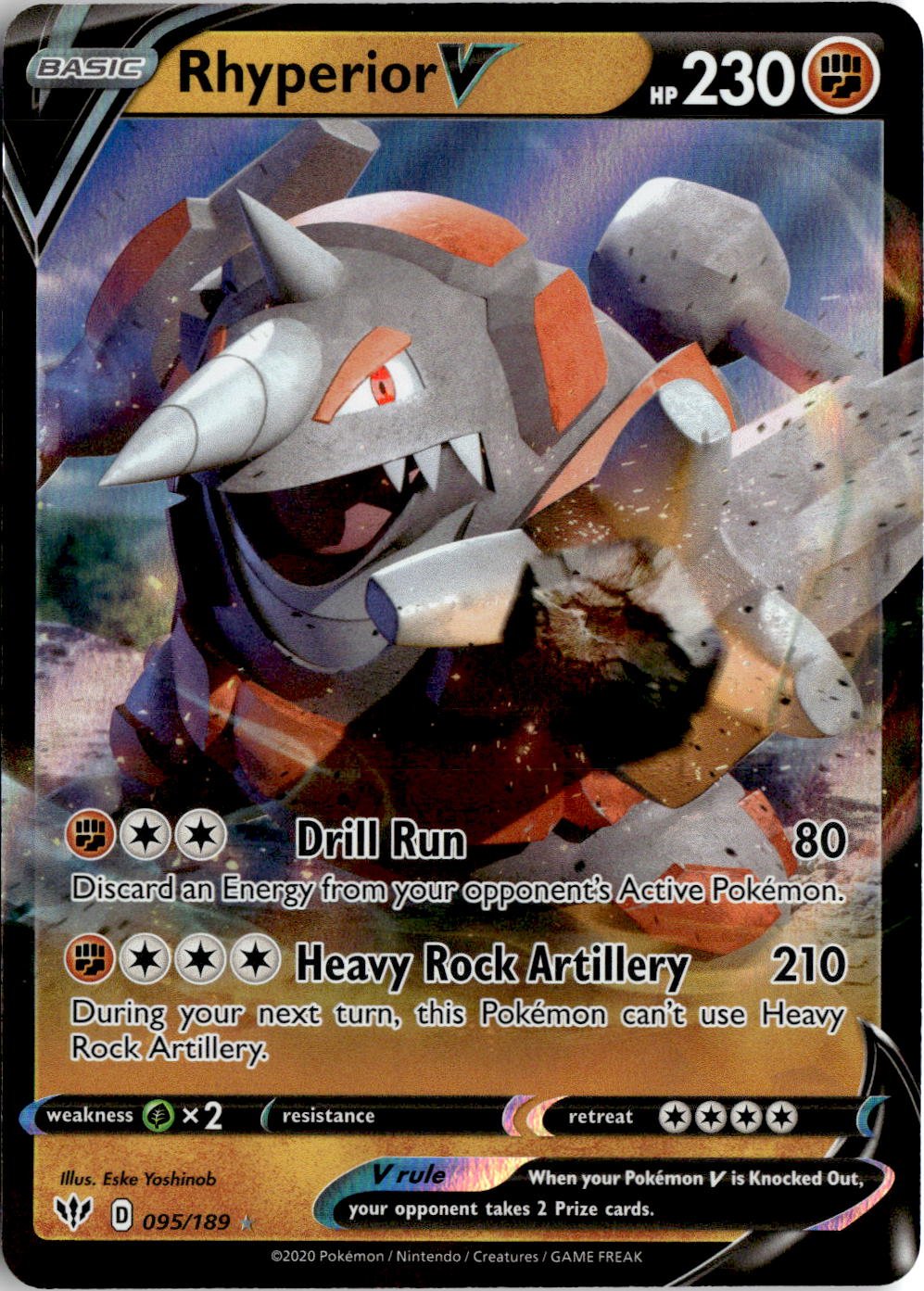 2020 Pokemon Sword And Shield Rhyperior V graded slab