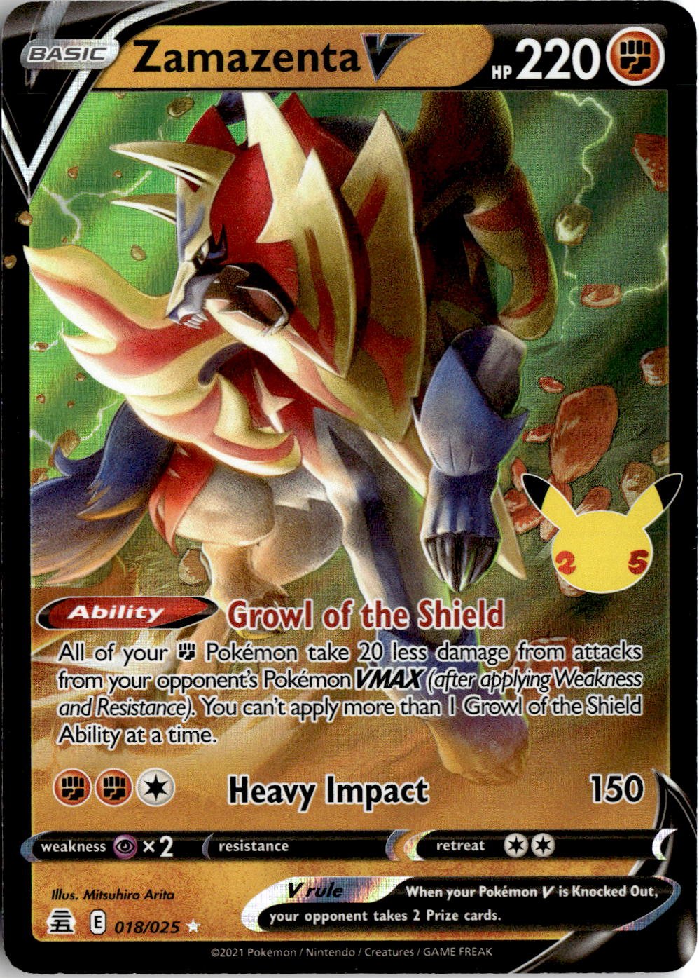 2021 Pokemon Sword And Shield Zamazenta V graded slab