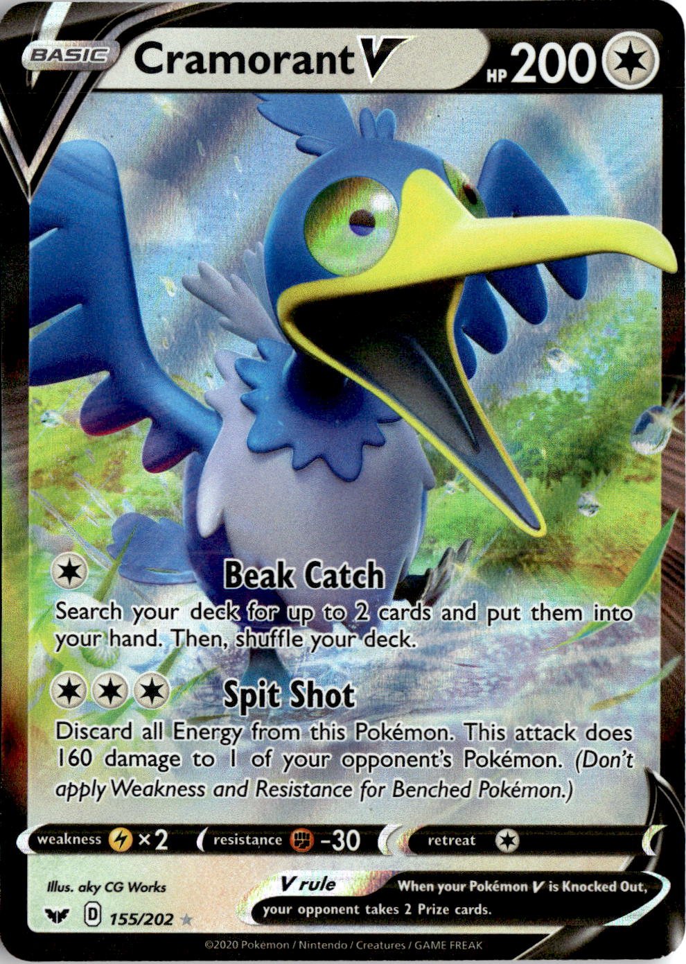 2020 Pokemon Sword And Shield Cramorant V graded slab
