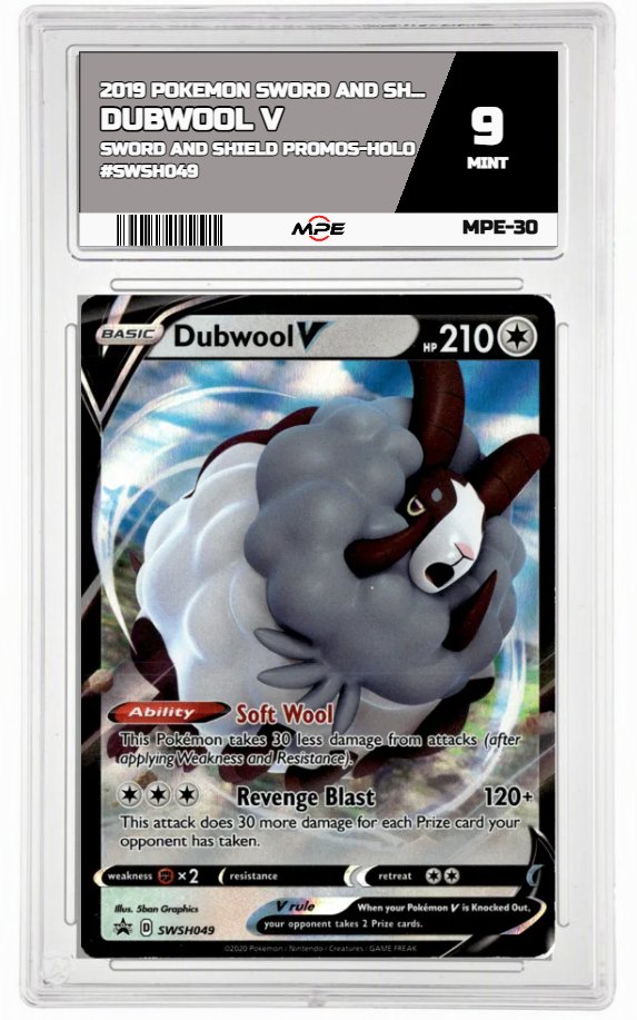 2019 POKEMON SWORD AND SHIELD SWORD AND SHIELD PROMOS-HOLO #SWSH049 Dubwool V MPE 9 MINT — graded card auctioned from the MPE vault