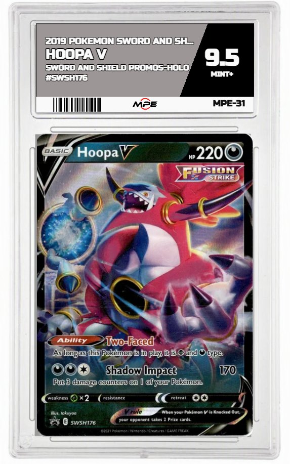 2019 POKEMON SWORD AND SHIELD SWORD AND SHIELD PROMOS-HOLO #SWSH176 Hoopa V MPE 9.5 MINT+ — graded card auctioned from the MPE vault