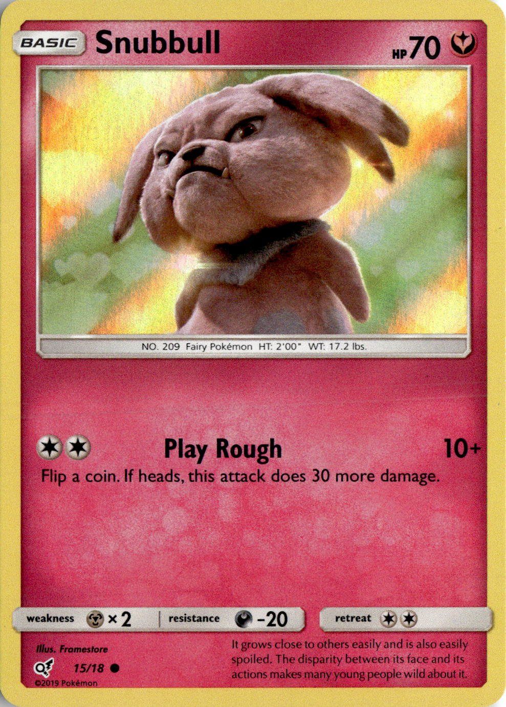 2019 Pokemon Sun And Moon Snubbull graded slab