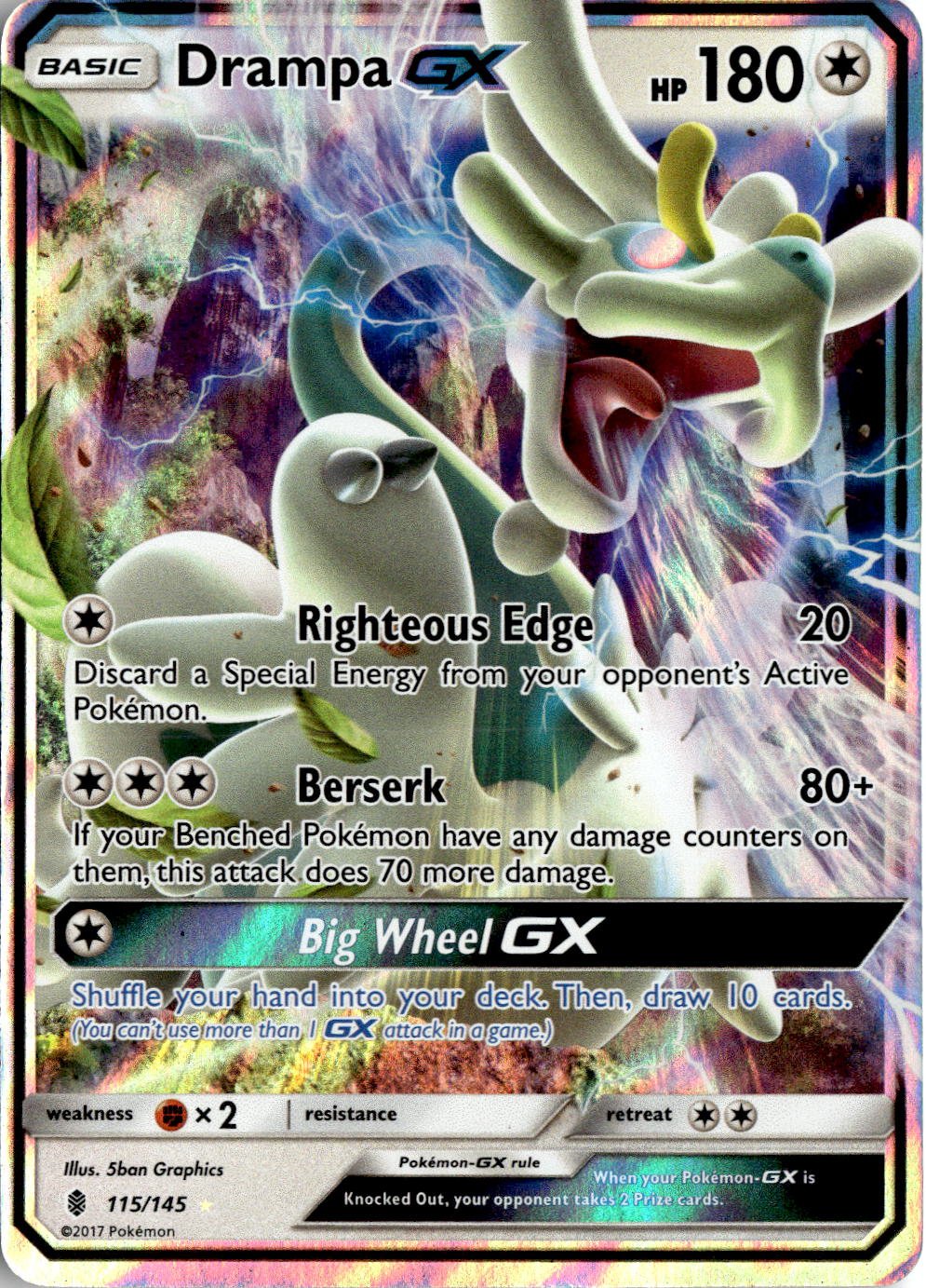 2017 Pokemon Sun And Moon Drampa GX graded slab