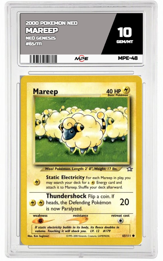 2000 POKEMON NEO NEO GENESIS #65/111 MAREEP MPE 10 GEM/MT — graded card auctioned from the MPE vault