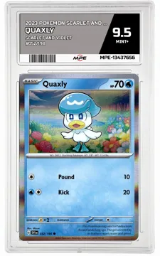 2023 POKEMON SCARLET AND VIOLET #052/198 Quaxly MPE 9.5 MINT+ — graded card up for auction