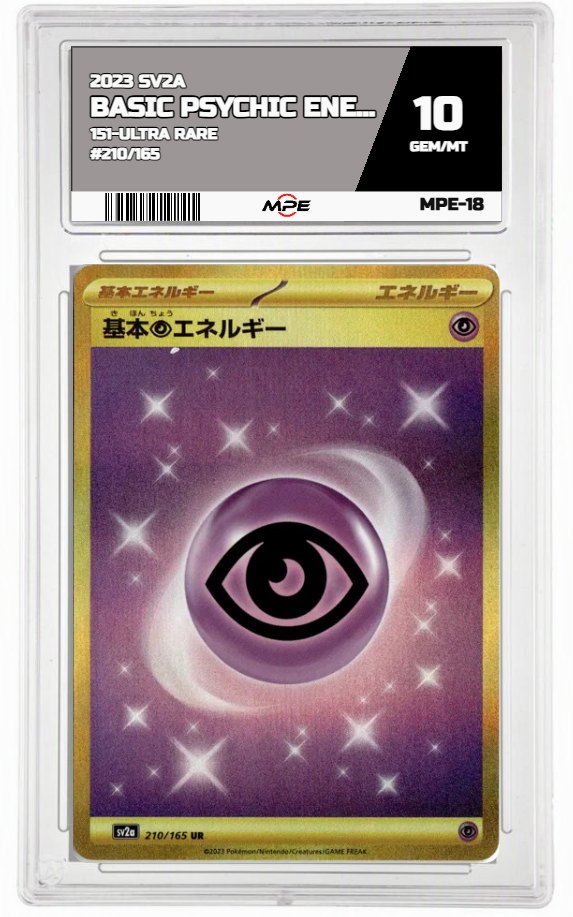 2023 SV2A 151-ULTRA RARE #210/165 BASIC PSYCHIC ENERGY MPE 10 GEM/MT — graded card auctioned from the MPE vault