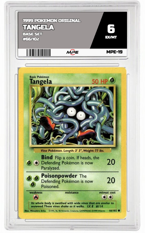 1999 POKEMON ORIGINAL BASE SET #66/102 TANGELA MPE 6 EX/MT — graded card auctioned from the MPE vault