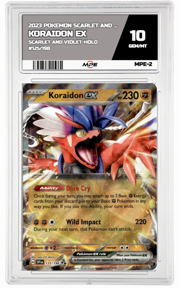 2023 POKEMON SCARLET AND VIOLET SCARLET AND VIOLET-HOLO #125/198 KORAIDON EX MPE 10 GEM/MT — graded card auctioned from the MPE vault