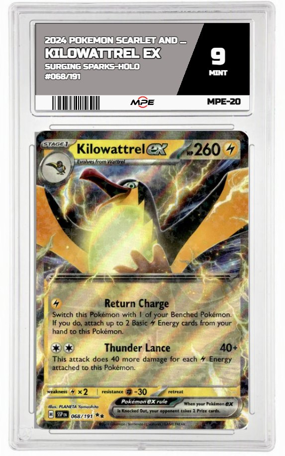 2024 POKEMON SCARLET AND VIOLET SURGING SPARKS-HOLO #068/191 KILOWATTREL EX MPE 9 MINT — graded card auctioned from the MPE vault