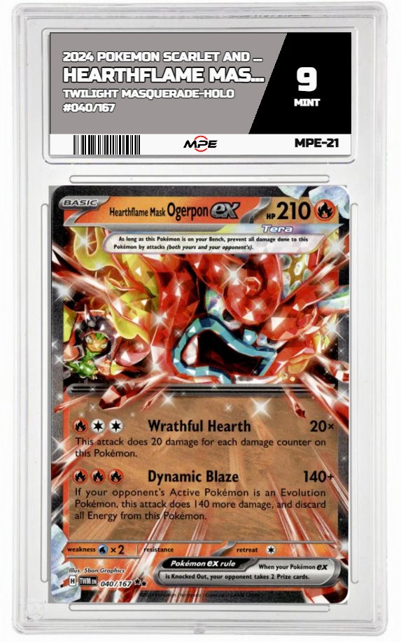 2024 POKEMON SCARLET AND VIOLET TWILIGHT MASQUERADE-HOLO #040/167 Hearthflame Mask OgerponEX MPE 9 MINT — graded card auctioned from the MPE vault
