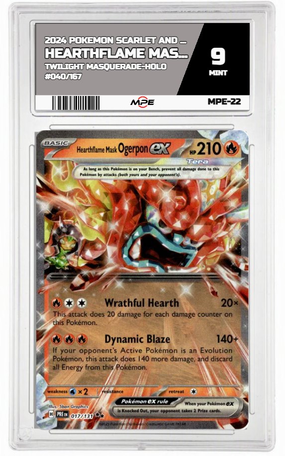 2024 POKEMON SCARLET AND VIOLET TWILIGHT MASQUERADE-HOLO #040/167 Hearthflame Mask OgerponEX MPE 9 MINT — graded card auctioned from the MPE vault