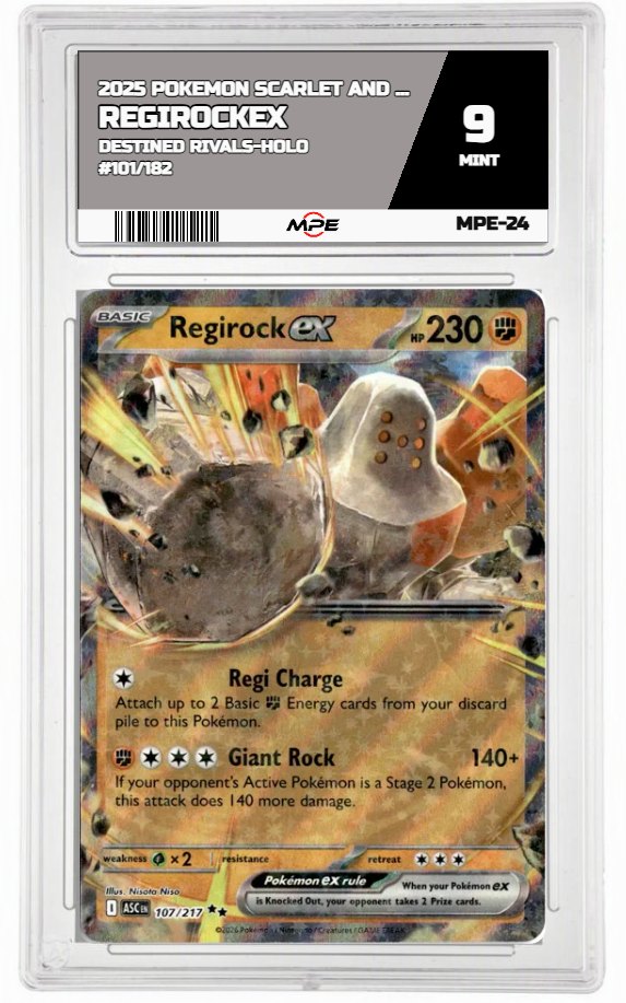 2025 POKEMON SCARLET AND VIOLET DESTINED RIVALS-HOLO #101/182 RegirockEX MPE 9 MINT — graded card auctioned from the MPE vault