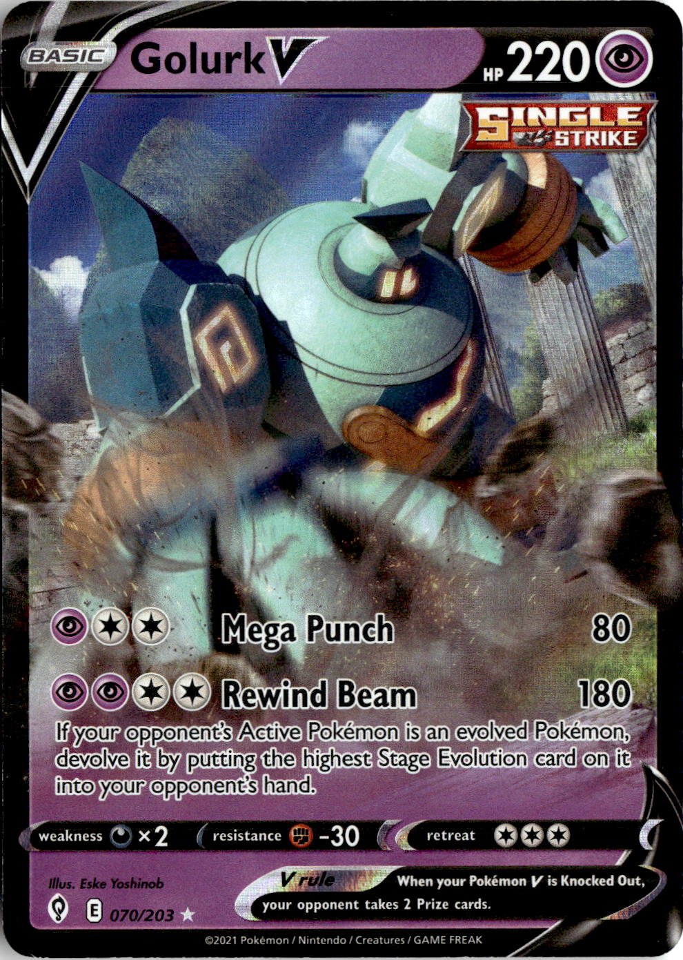 2021 Pokemon Sword And Shield GolurkV graded slab