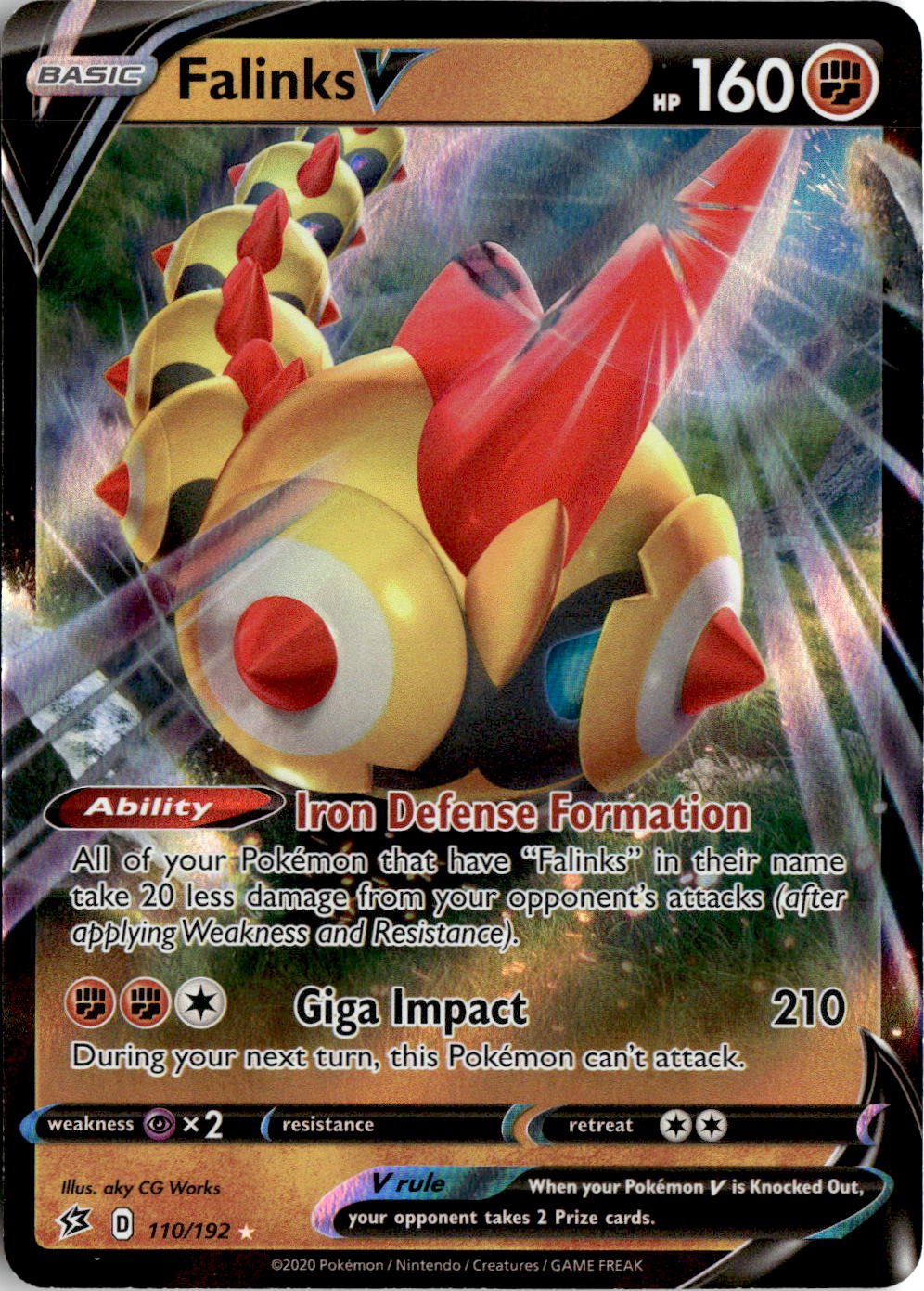2020 Pokemon Sword And Shield Falinks V graded slab