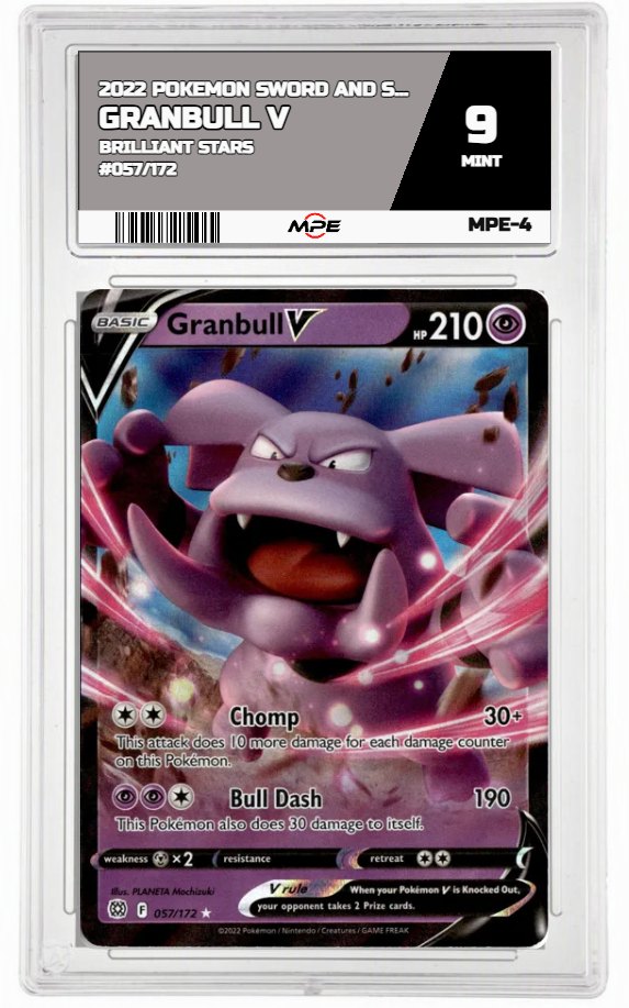 2022 POKEMON SWORD AND SHIELD BRILLIANT STARS #057/172 GRANBULL V MPE 9 MINT — graded card auctioned from the MPE vault