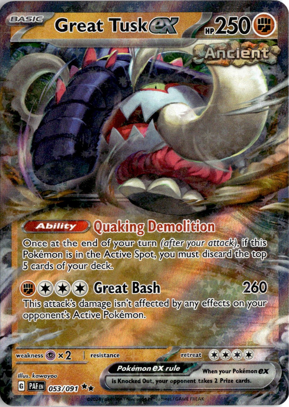 2024 Pokemon Scarlet And Violet Great TuskEX graded slab