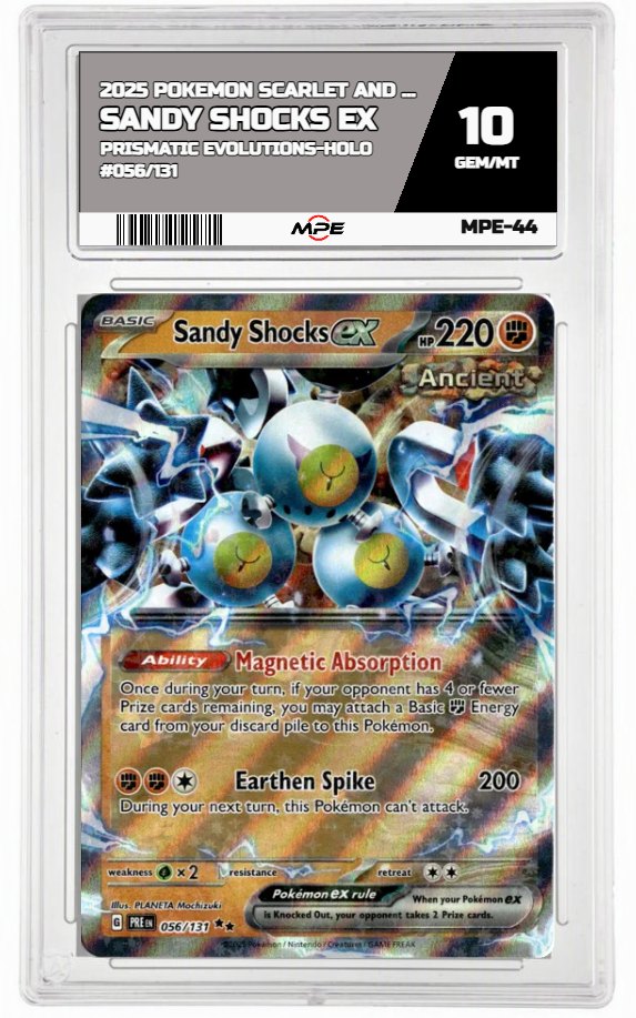 2025 POKEMON SCARLET AND VIOLET PRISMATIC EVOLUTIONS-HOLO #056/131 SANDY SHOCKS EX MPE 10 GEM/MT — graded card auctioned from the MPE vault