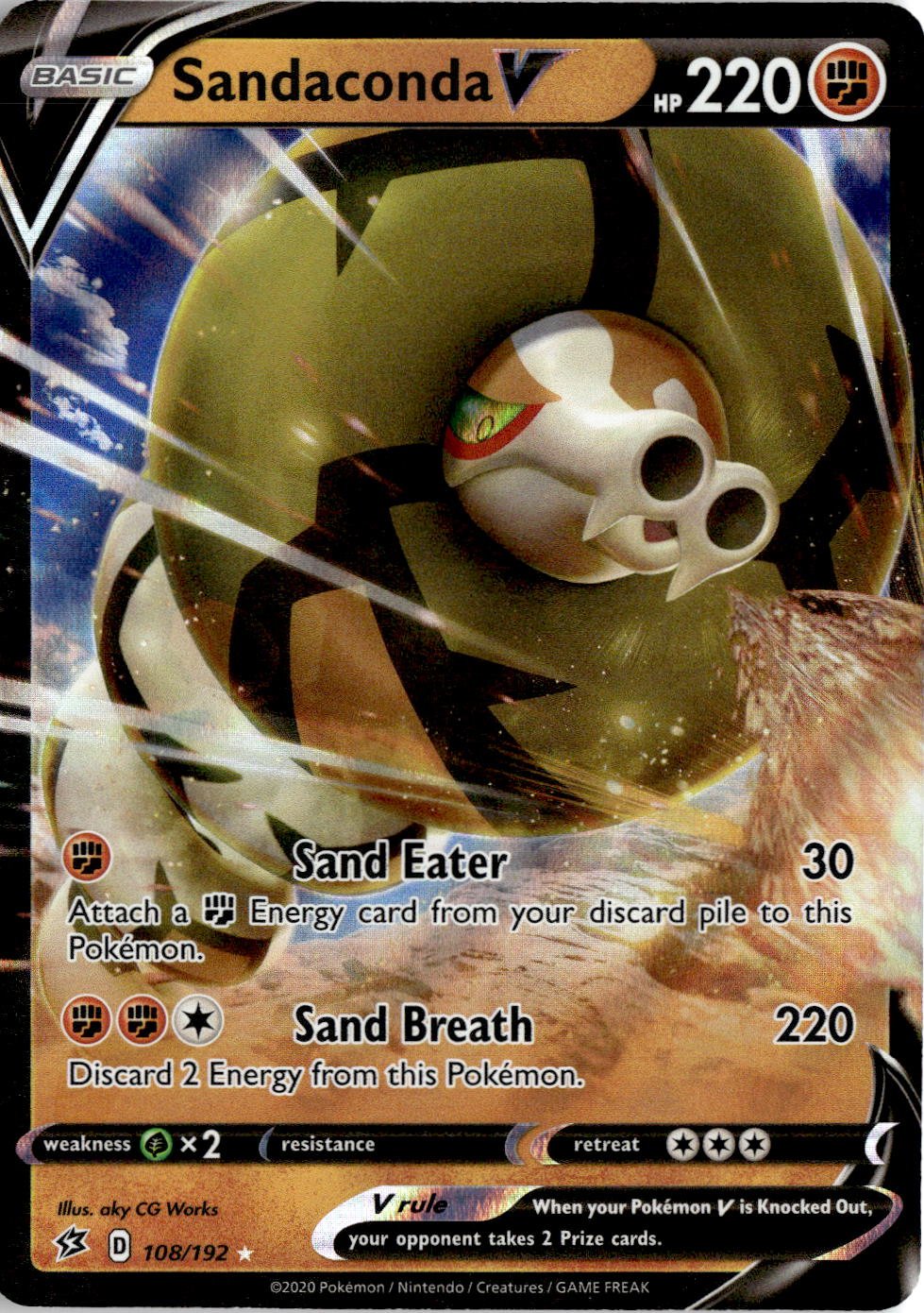 2020 Pokemon Sword And Shield SandacondaV graded slab