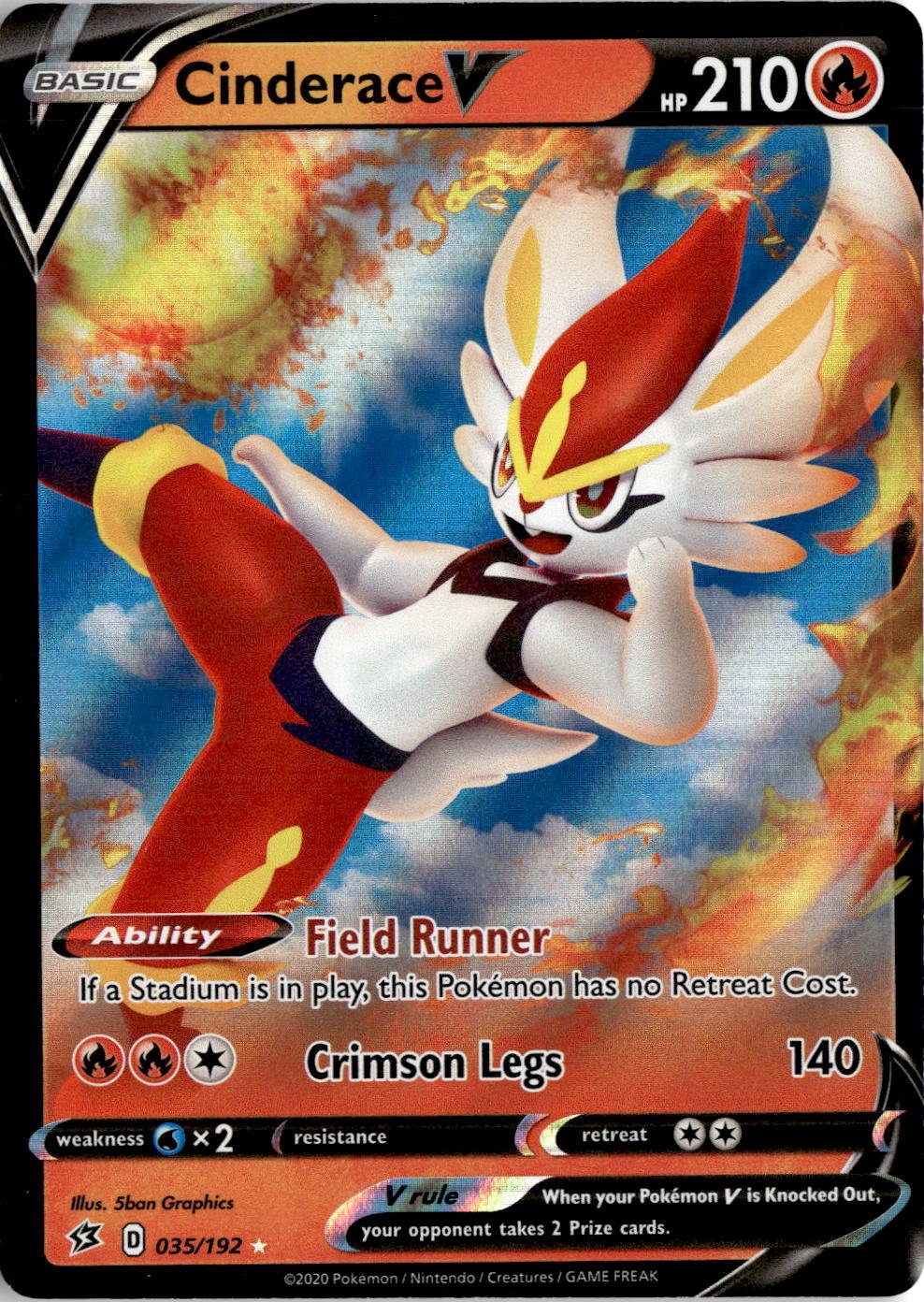 2020 Pokemon Sword And Shield CinderaceV graded slab
