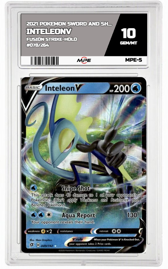 2021 POKEMON SWORD AND SHIELD FUSION STRIKE-HOLO #078/264 InteleonV MPE 10 GEM/MT — graded card auctioned from the MPE vault