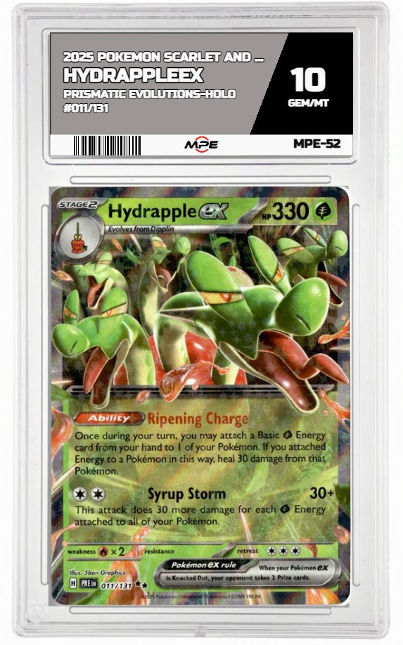 2025 POKEMON SCARLET AND VIOLET PRISMATIC EVOLUTIONS-HOLO #011/131 HydrappleEX MPE 10 GEM/MT — graded card auctioned from the MPE vault