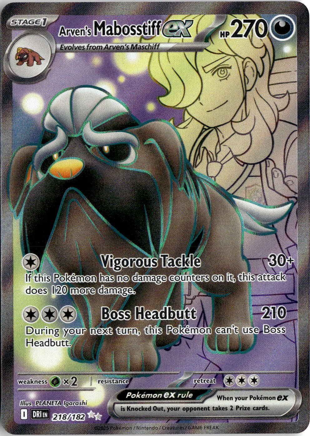 2025 Pokemon Scarlet And Violet Arven's MabosstiffEX graded slab