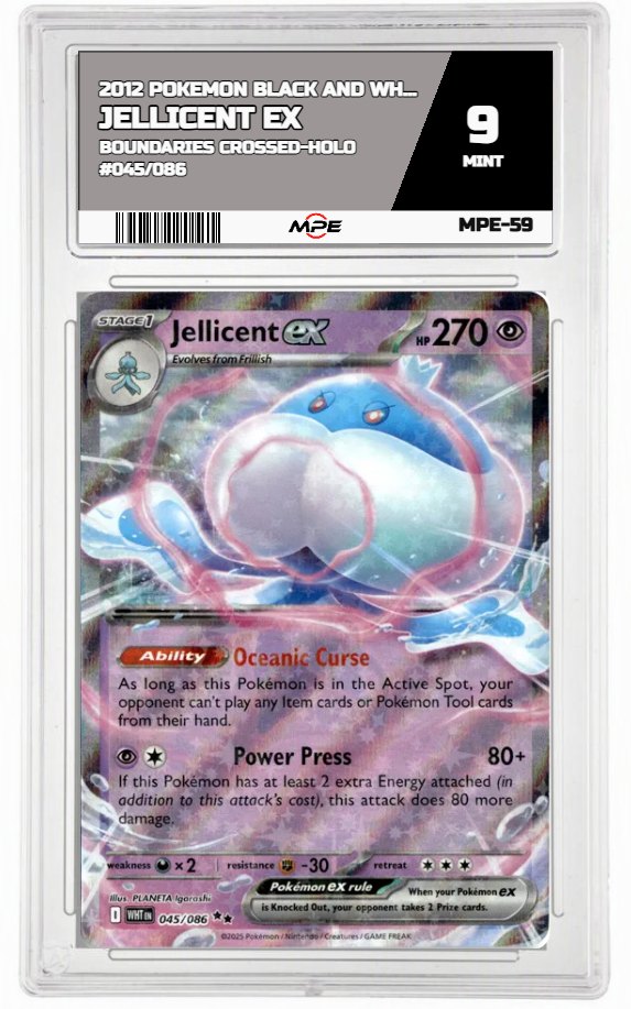 2012 POKEMON BLACK AND WHITE BOUNDARIES CROSSED-HOLO #045/086 JELLICENT EX MPE 9 MINT — graded card auctioned from the MPE vault