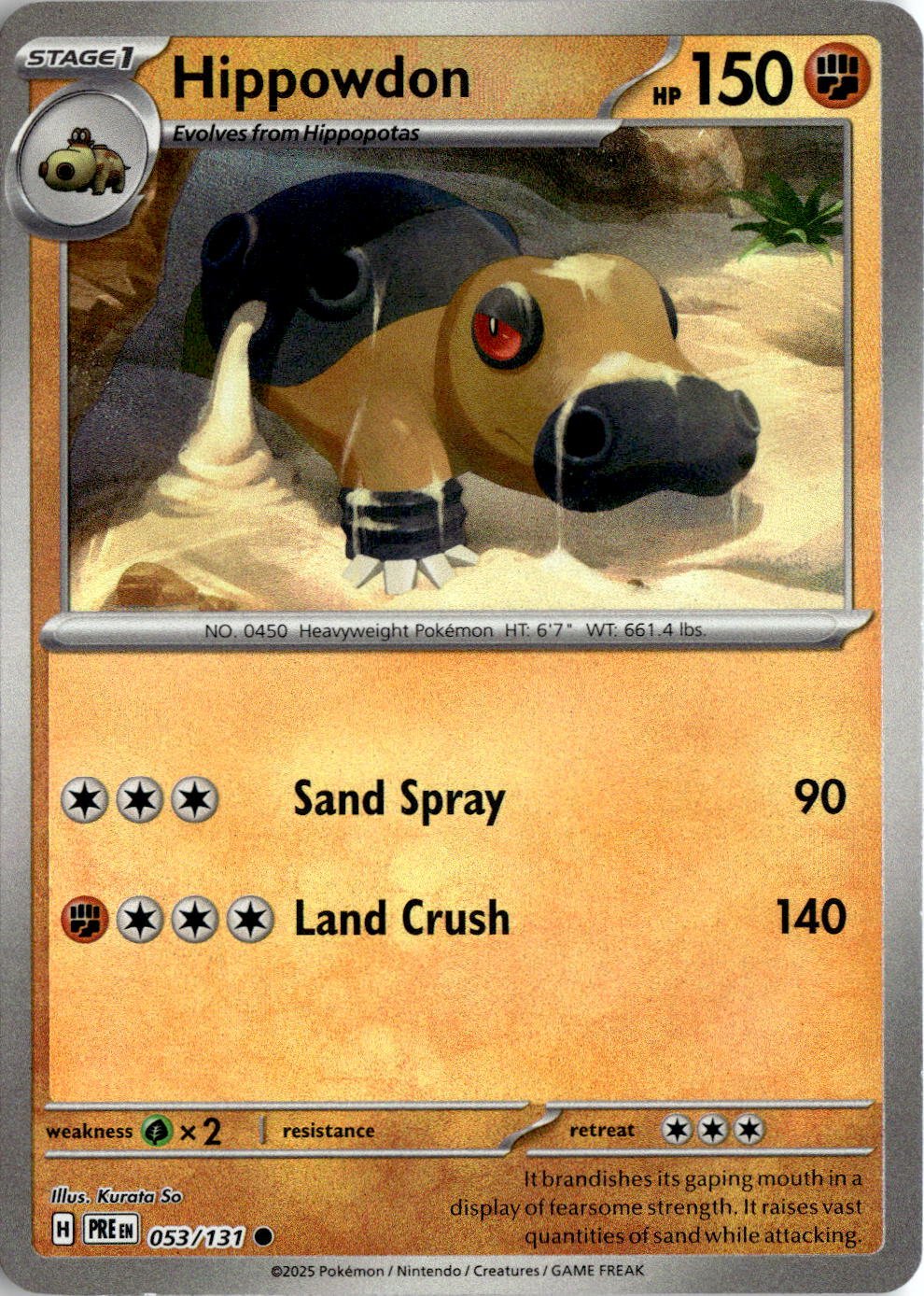 2025 Pokemon Scarlet And Violet Hippowdon graded slab