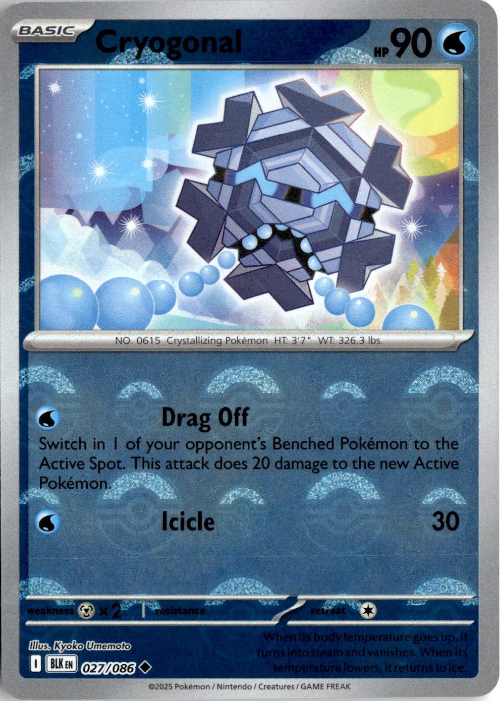 2025 Pokemon Scarlet And Violet Cryogonal graded slab