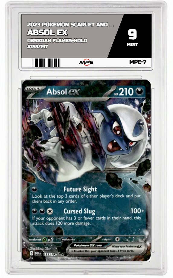 2023 POKEMON SCARLET AND VIOLET OBSIDIAN FLAMES-HOLO #135/197 ABSOL EX MPE 9 MINT — graded card auctioned from the MPE vault