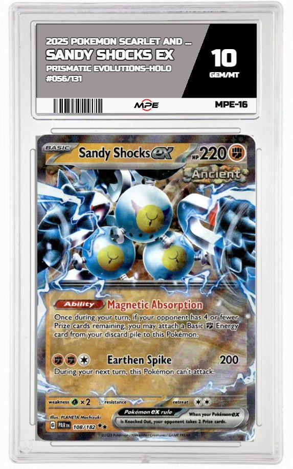 2025 POKEMON SCARLET AND VIOLET PRISMATIC EVOLUTIONS-HOLO #056/131 Sandy Shocks EX MPE 10 GEM/MT — graded card auctioned from the MPE vault