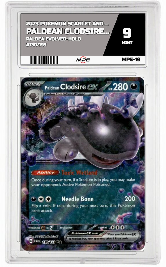 2023 POKEMON SCARLET AND VIOLET PALDEA EVOLVED-HOLO #130/193 Paldean Clodsire EX MPE 9 MINT — graded card auctioned from the MPE vault