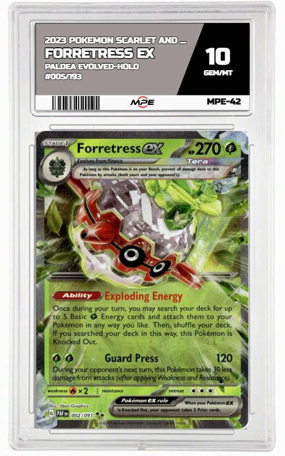 2023 POKEMON SCARLET AND VIOLET PALDEA EVOLVED-HOLO #005/193 Forretress EX MPE 10 GEM/MT — graded card auctioned from the MPE vault