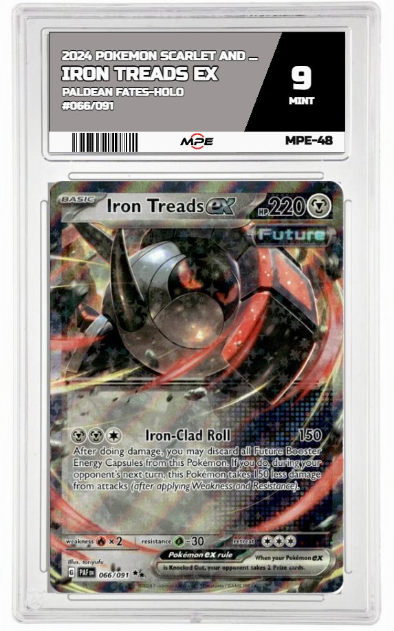 2024 POKEMON SCARLET AND VIOLET PALDEAN FATES-HOLO #066/091 Iron Treads EX MPE 9 MINT — graded card auctioned from the MPE vault