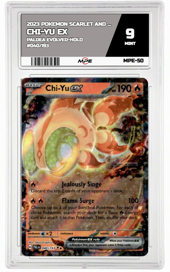 2023 POKEMON SCARLET AND VIOLET PALDEA EVOLVED-HOLO #040/193 Chi-Yu EX MPE 9 MINT — graded card auctioned from the MPE vault