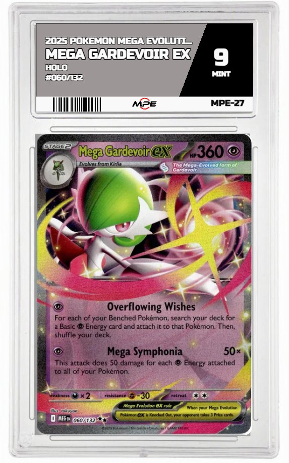 2025 POKEMON MEGA EVOLUTION HOLO #060/132 Mega Gardevoir EX MPE 9 MINT — graded card auctioned from the MPE vault