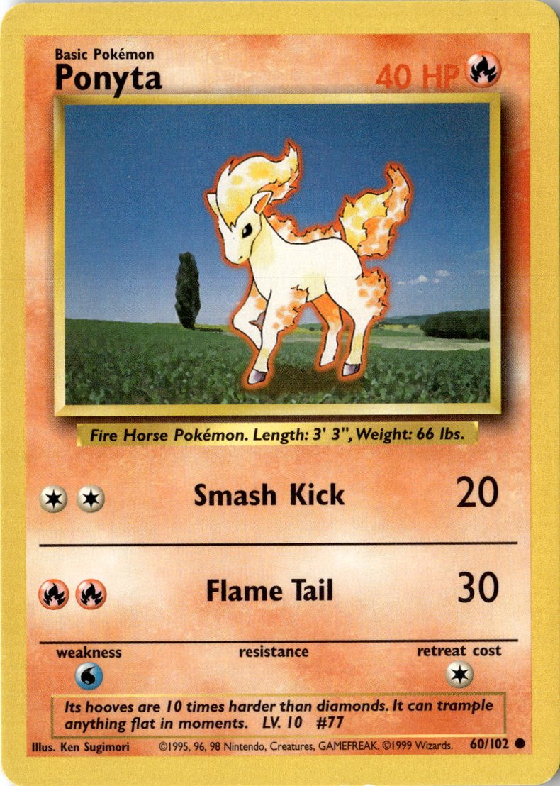 1999 Pokemon Base Ponyta graded slab